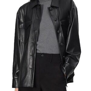 rag & bone Camilla Black faux Leather Shirt Jacket S
